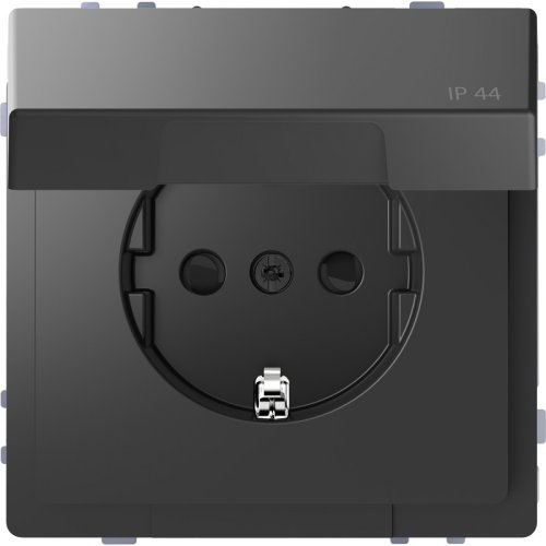 Розетка с заземлением без рамки Schneider Electric Merten D-Life 1-м. крышка шторки IP44 антрацит картинка